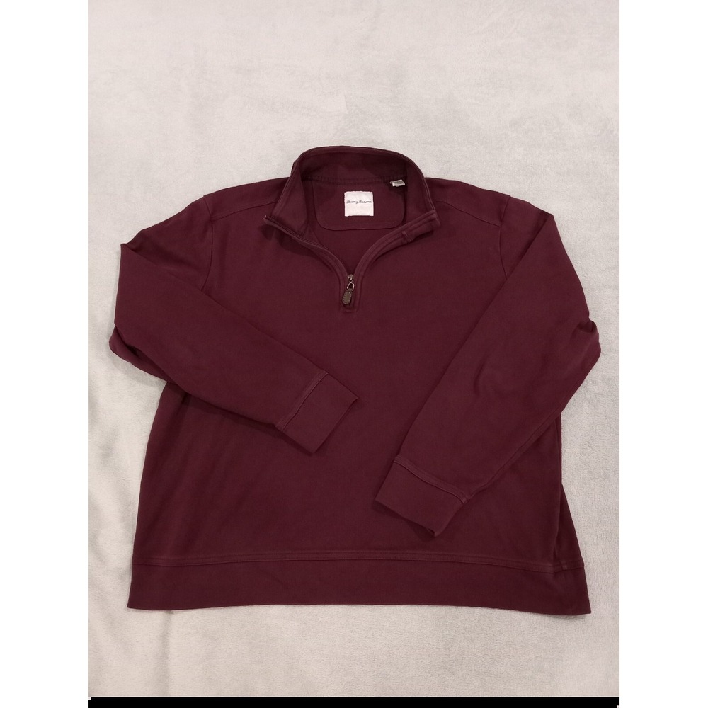 Mens Tommy Bahama 1/4 Zip Pullover Sweater Maroon 100% Pima Cotton XL